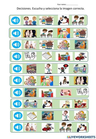 Listening. decisiones seleciona uno de cuatro