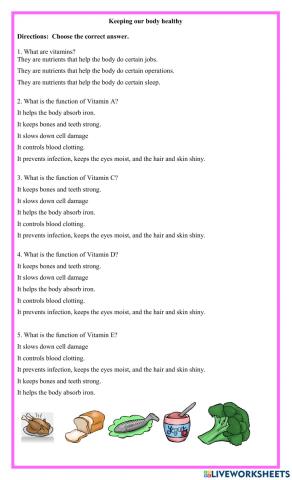 Keeping our body health