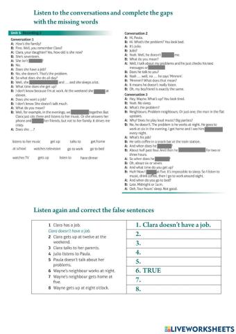 TAsks to audio SO starter Unit 5-1