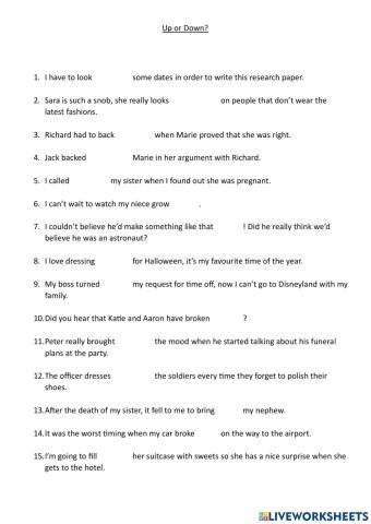 Up or Down phrasal verbs