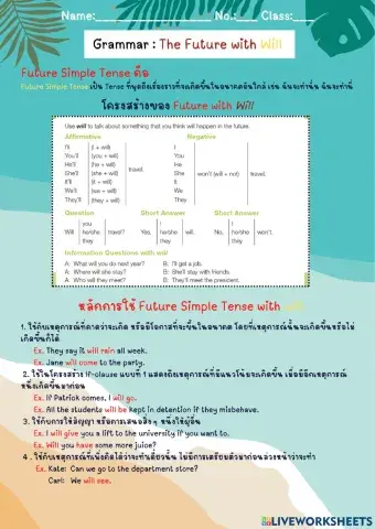 M.3-Gramar-The future with will