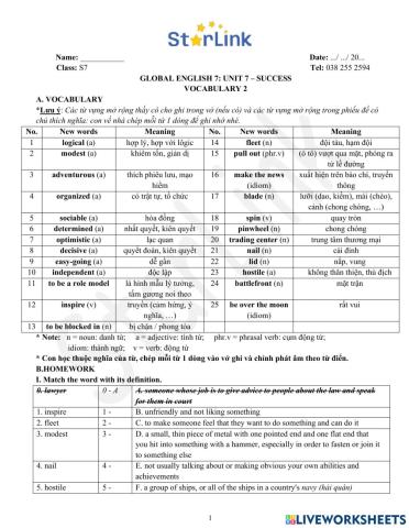 Foreign Teacher-S7-Week 24-U7-Vocab 2