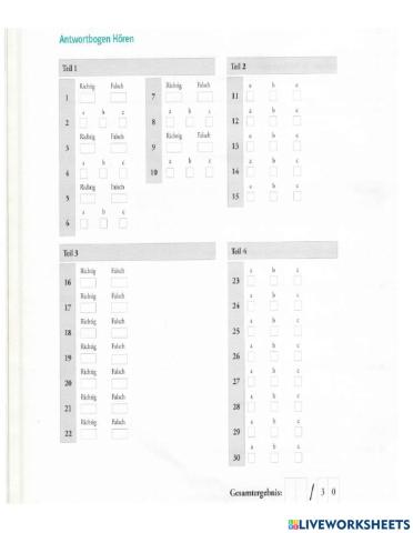 B1 Antwortbogen Hören (MT2 Mit Erfolg)