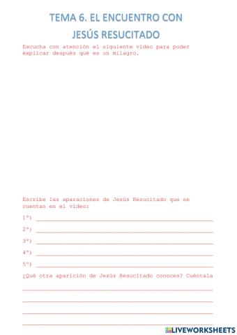 Tema 6. el encuentro con jesús resucitado