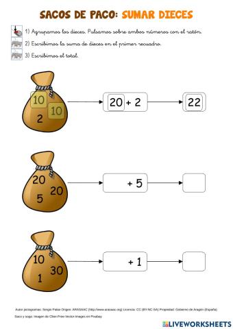 Sacos de Paco: Sumar Dieces