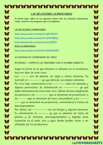 Las relaciones alimentarias