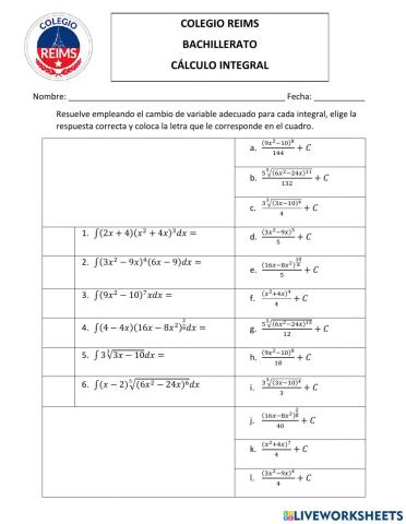 Integral cambio de variable