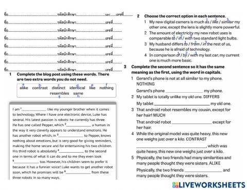 English 4 workbook like, unlike, as if, as though