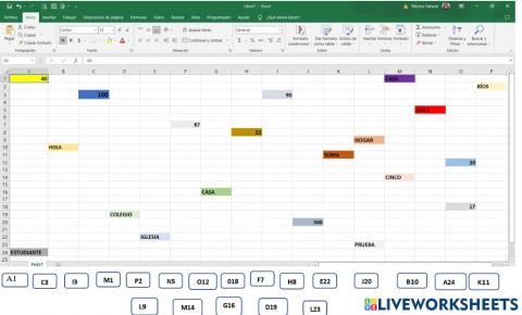 Excel nombres de celdas