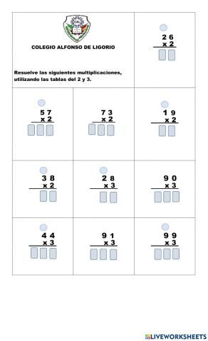 Multiplicaciones con la tabla del 2 y 3