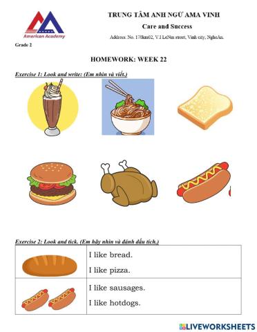 Week 22 grade 2 food