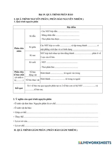 Bài 19. Quá trình phân bào