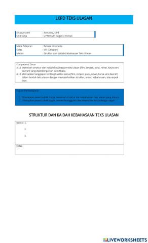 Struktur dan kaidah kebahasaan teks ulasan