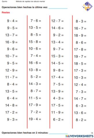 Método Quinzet 5º resta