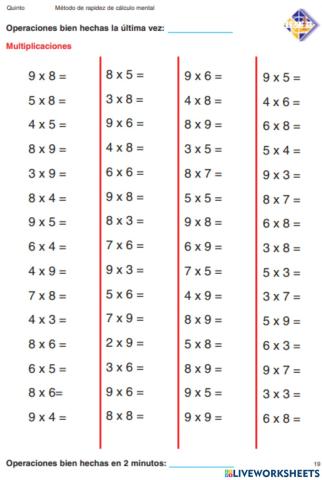 Método Quinzet 5º multiplicación