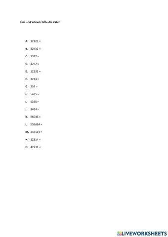 Zahlen - hören und schreiben