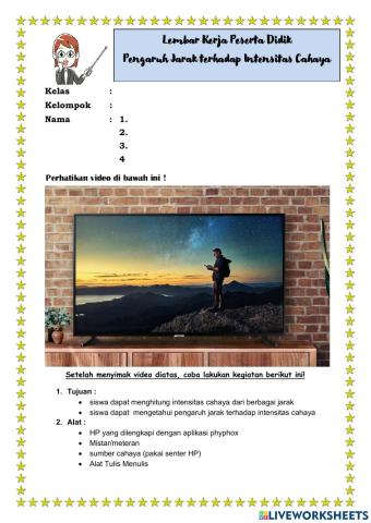 LKPD Pengaruh Jarak Terhadintensitas Cahaya