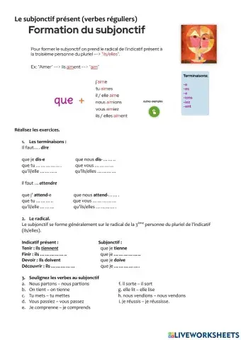 Le subjonctif présent (verbes réguliers)