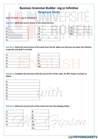 Business Grammar Builder B1 -ing or Infinitive