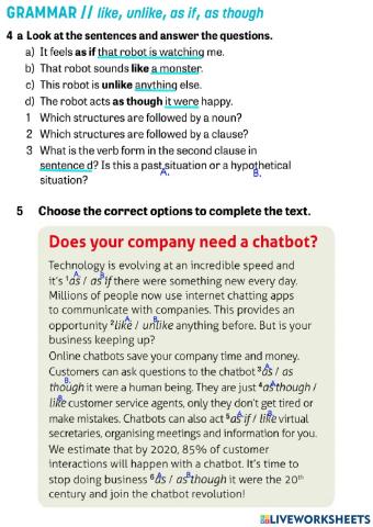 Like, unlike, as if, as though