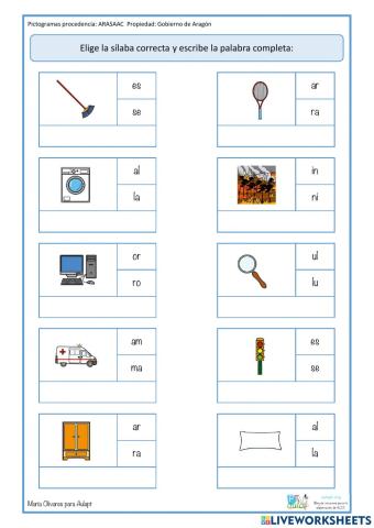 Lectoescritura silaba inicial