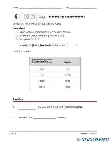 CLB 3-Listening Skill Building-First Aid