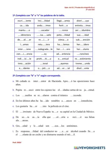 Prueba ortografía b-v