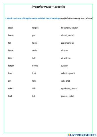 Irregular verbs - past forms 1