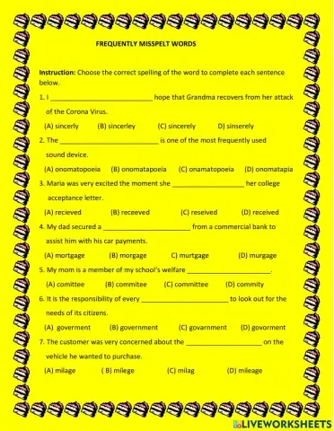 Frequently misspelt words