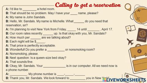Calling to get a reservation