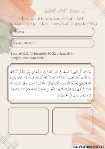 LKPD Mencintai Allah