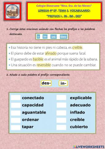 Prefijos i-, in-, im-, des-