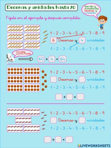 Decenas y unidades hasta 69