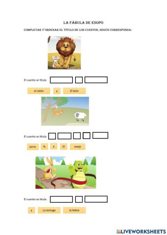 Cuentos de la fábula de Esopo