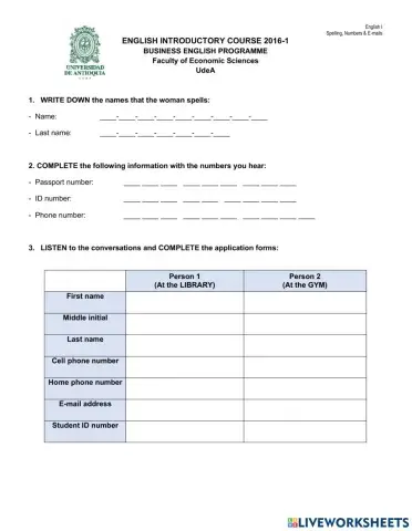 Spelling numbers Listening practice