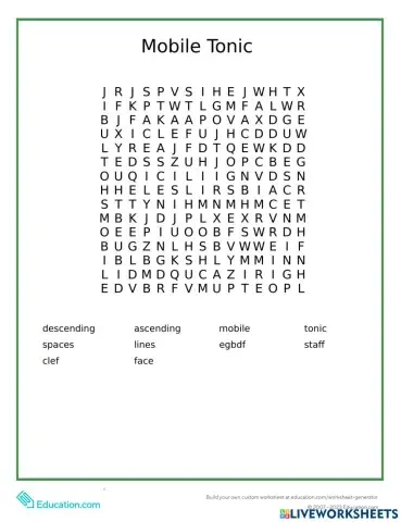Mobile Tonic Wordsearch