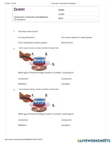 Conduction, Convection and Radiation