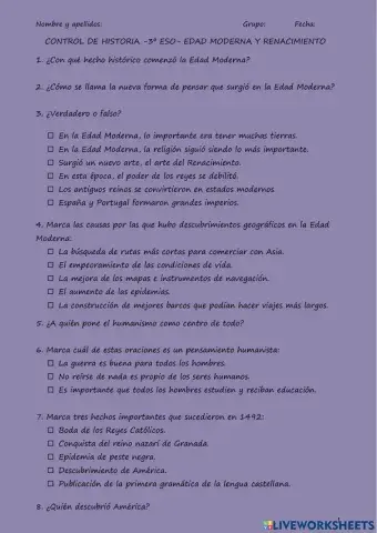 Edad Moderna y Renacimiento