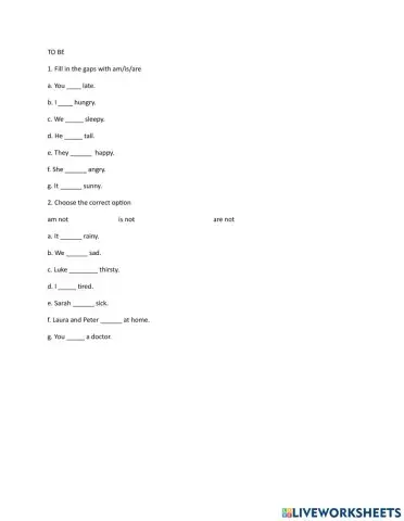 To be - affirmative and negative