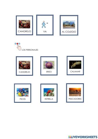 Comprensión cangrejo va al colegio