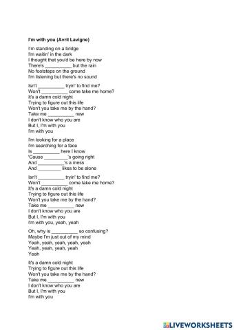 I'm with you (Avril Lavigne) - INDEFINITE PRONOUNS