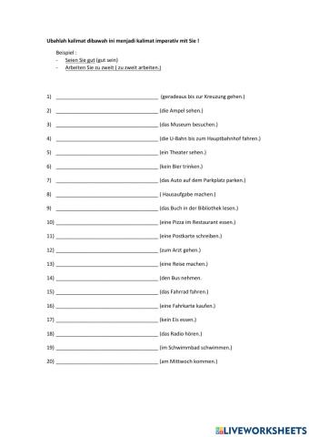 Imperativ mit Sie - Übung
