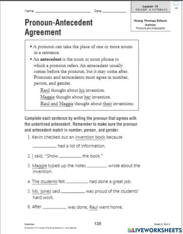 Pronoun-Antcedent- Agreement