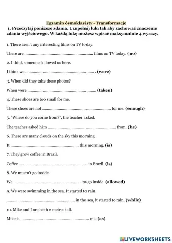 Transformacje zdań E8 (1)