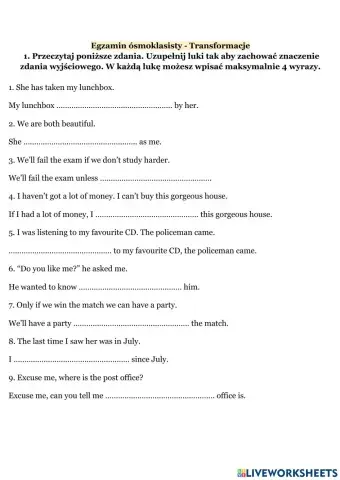Transformacje zdań E8 (2)