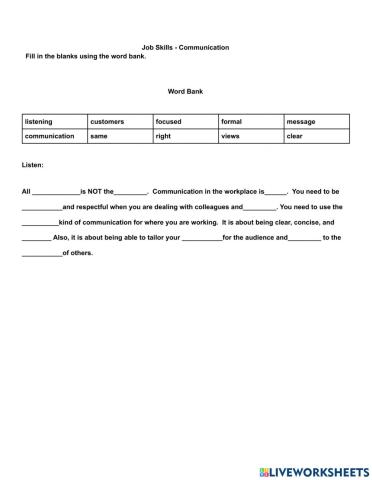 Job Skills - Communication