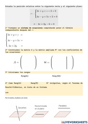 Posición recta-plano