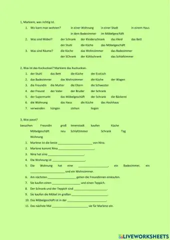 Wiederholung - Ninas Wohnung