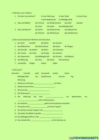 Wiederholung - Ninas Wohnung