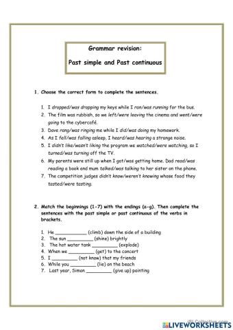 Past Continuous VS Past Simple